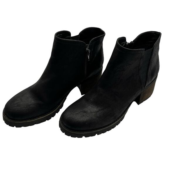 Carlos by Carlos Santana Ankle Boots Zips Lug Sole 3" Chunky Heel 8 1/2 Rugged - Picture 1 of 12